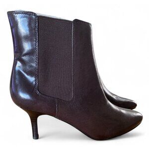 Lauren Ralph Lauren Nathalie Calfskin Boots Kitten Heels Sz 6B Dk Brown Pull -On